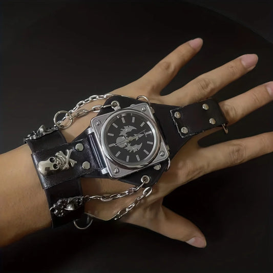 Gravenoir - 3D Skull with Wide Leather Band