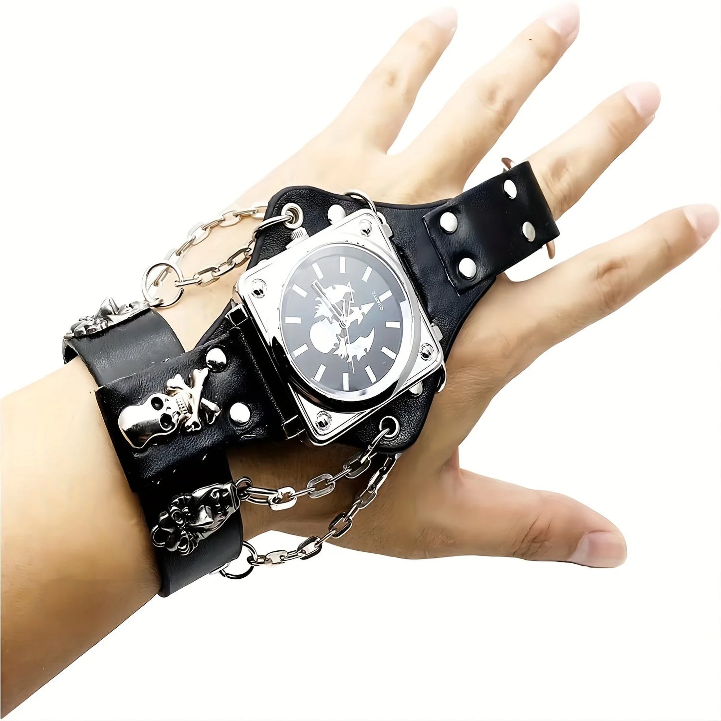 Gravenoir - 3D Skull with Wide Leather Band