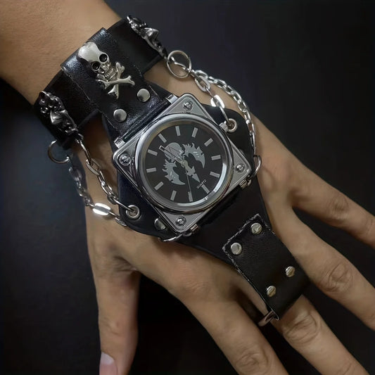 Gravenoir - 3D Skull with Wide Leather Band